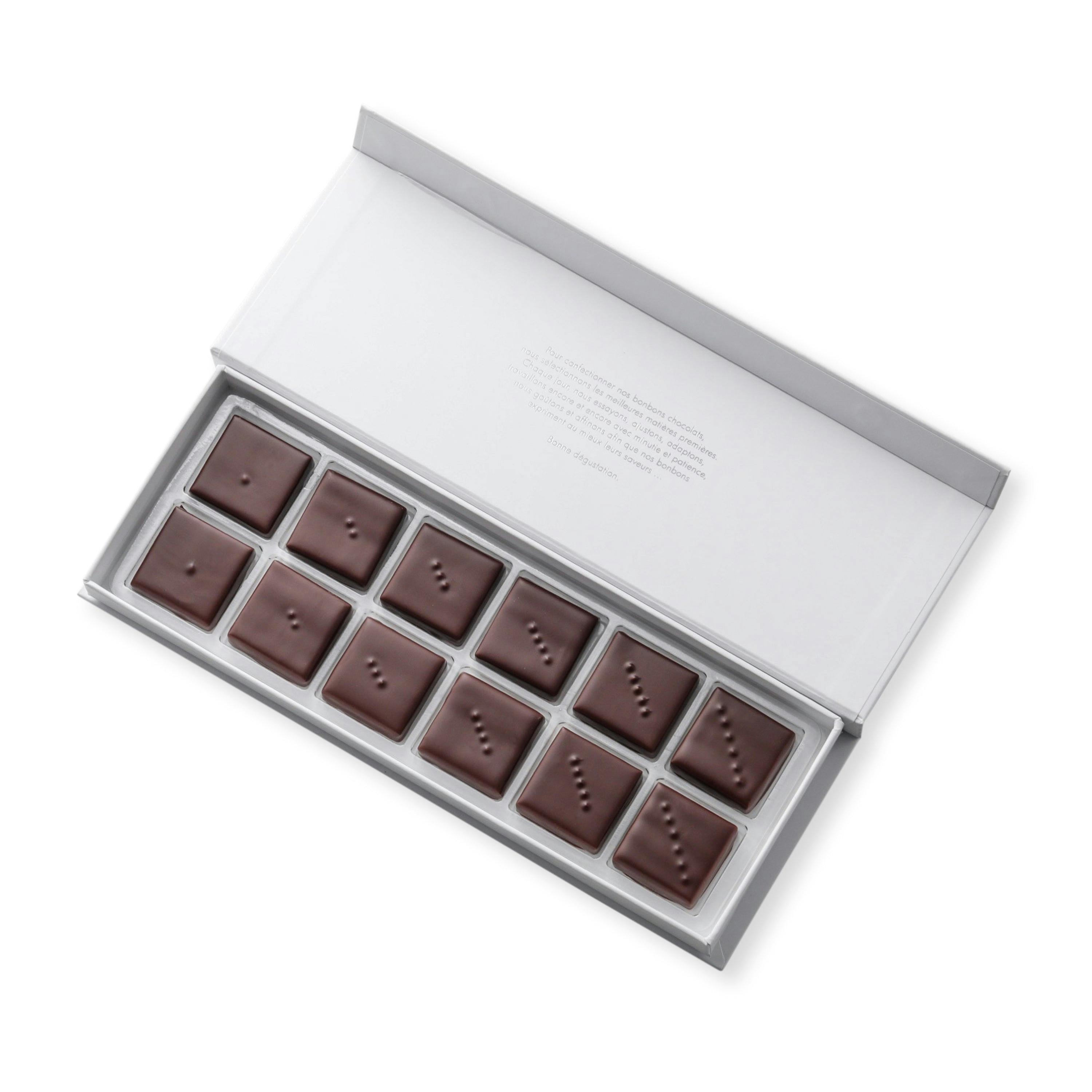 Coffret Ganache pures origines 12 chocolats - Vincent Vallée world champion chocolatier