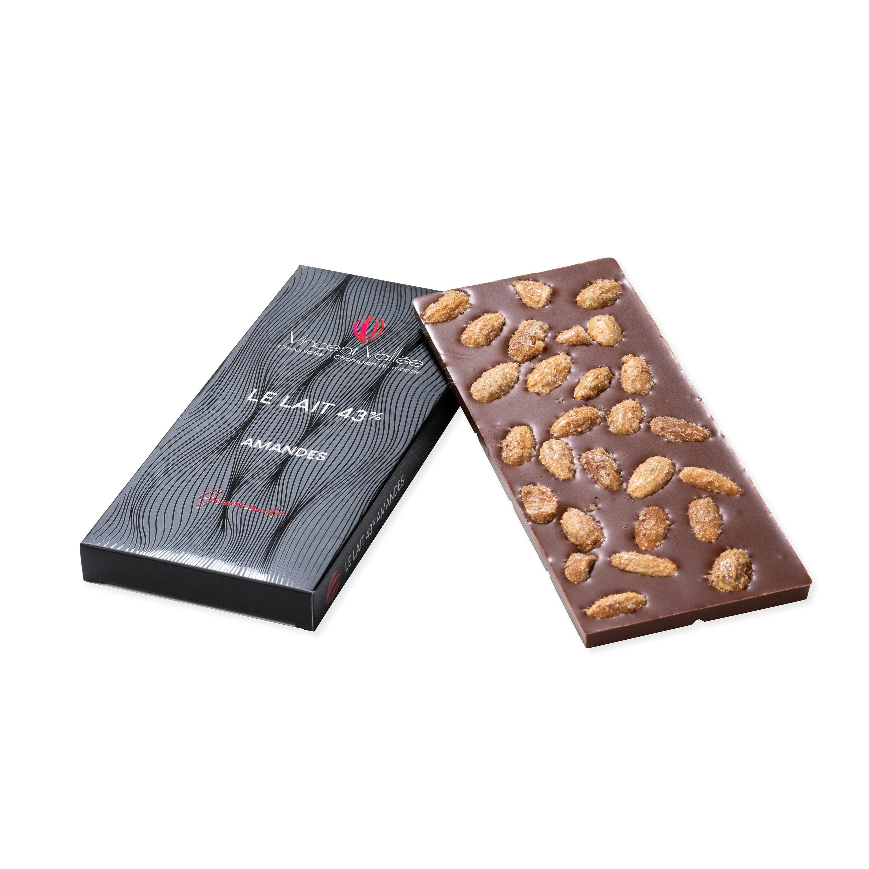 Tablette chocolat Lait Amandes - Vincent Vallée world champion chocolatier
