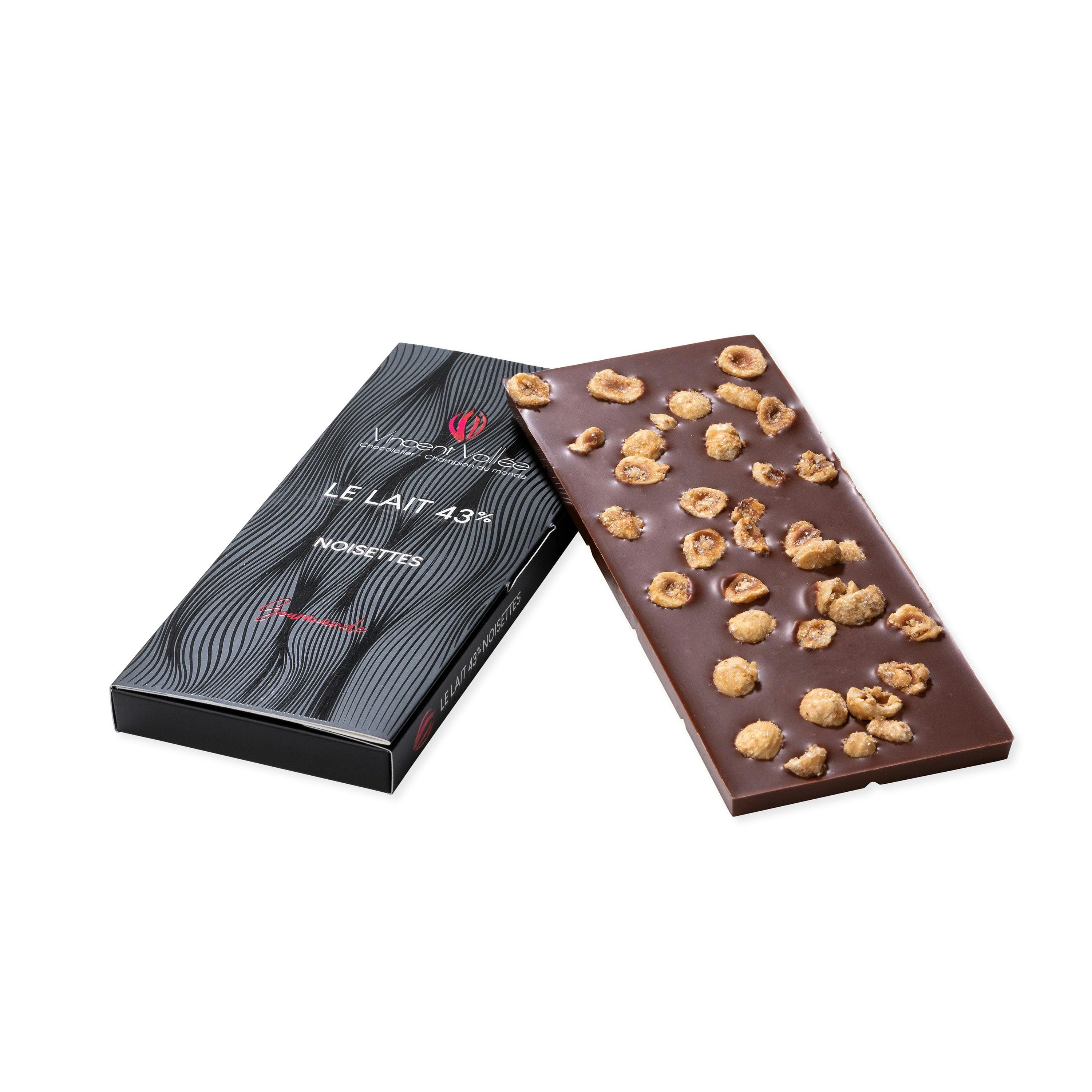 Tablette chocolat Lait Noisettes - Vincent Vallée world champion chocolatier