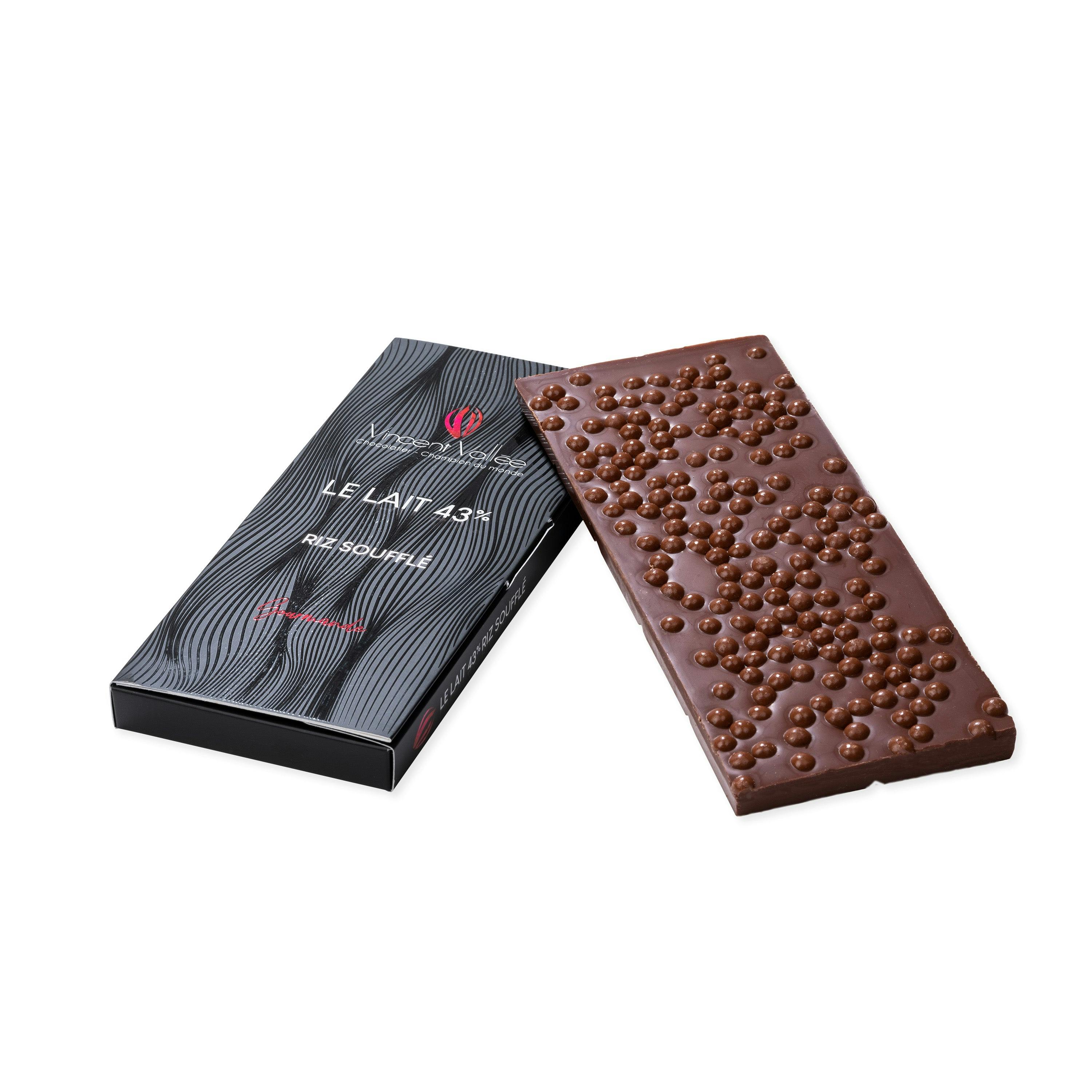 Tablette chocolat Lait Riz soufflé - Vincent Vallée world champion chocolatier